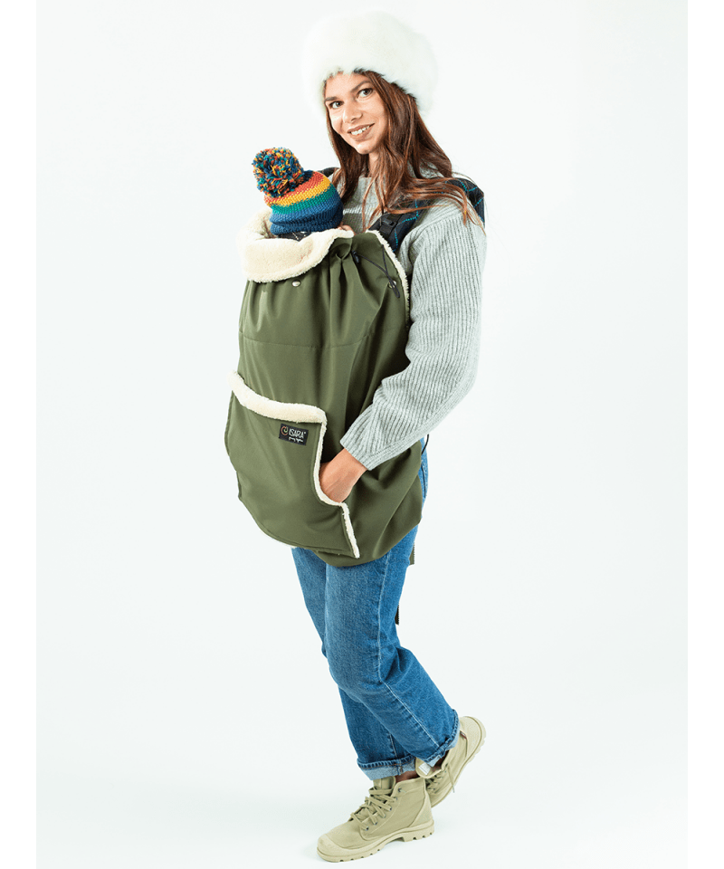 Couverture de portage - Isara - olive - porte-bébé en hiver protection de porte-bébé cape portage
