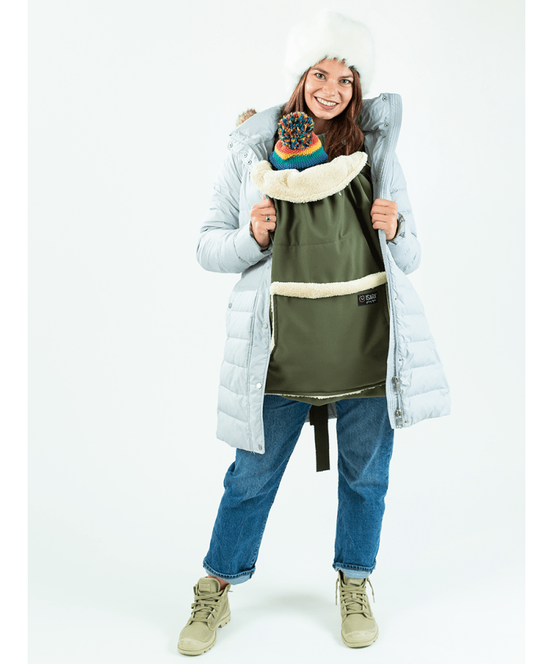 Couverture de portage - Isara - olive - porte-bébé en hiver protection de porte-bébé cape portage