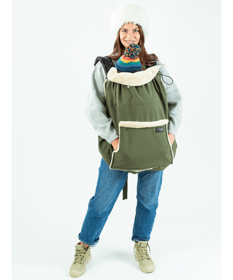 Couverture de portage - Isara - olive - porte-bébé en hiver protection de porte-bébé cape portage