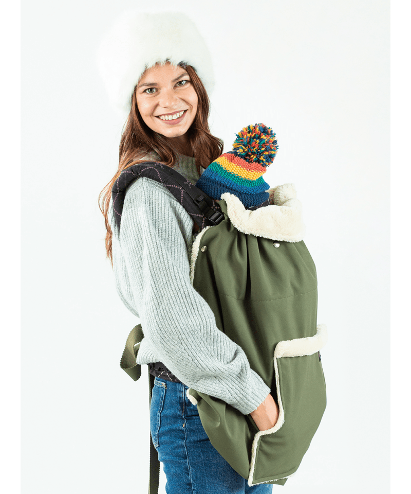 Couverture de portage - Isara - olive - porte-bébé en hiver protection de porte-bébé cape portage