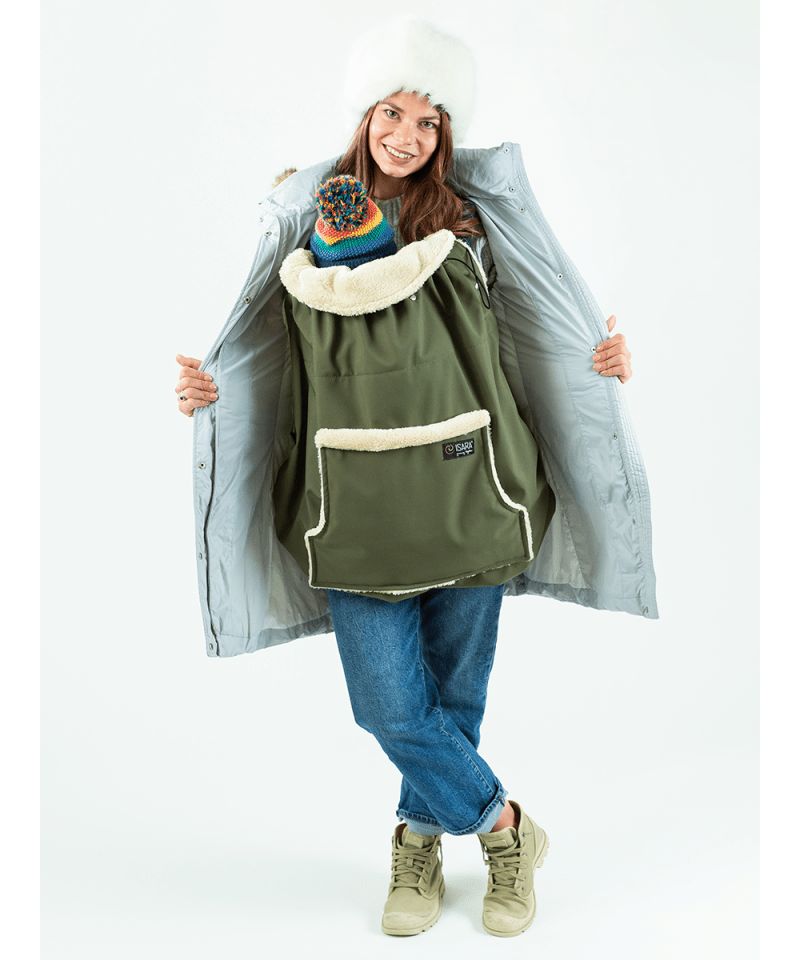 Couverture de portage - Isara - olive - porte-bébé en hiver protection de porte-bébé cape portage