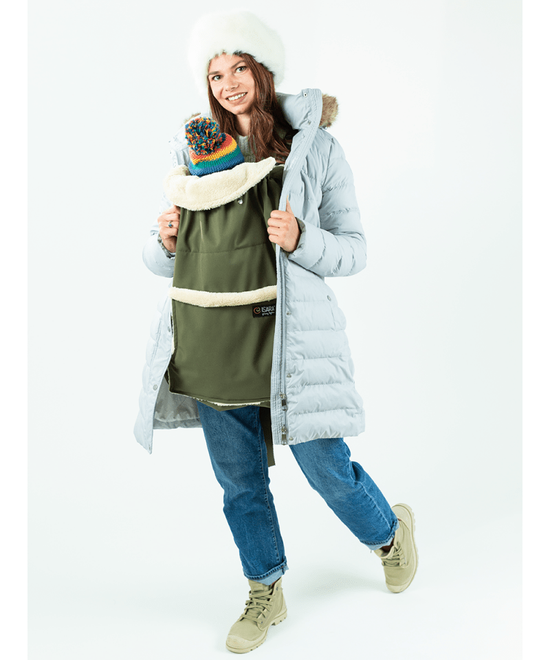 Couverture de portage - Isara - taupe - porte-bébé en hiver protection de porte-bébé cape portage
