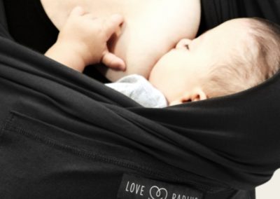Echarpe de portage bébé dès la naissance Originale - Love Radius - Noire - poche Anthracite