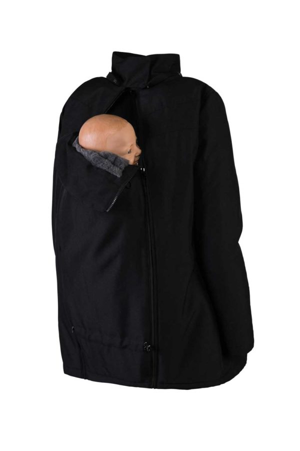 manteau parka de portage wallaby de wombat & co noir anthracite porte-bébé écharpe de portage hiver froid