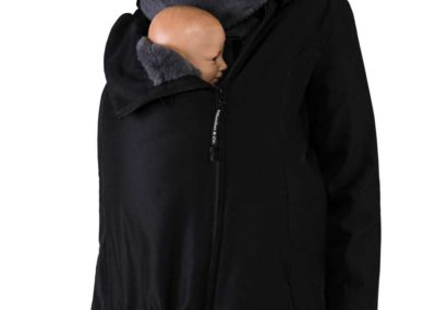 manteau parka de portage wallaby de wombat & co noir anthracite porte-bébé écharpe de portage hiver froid