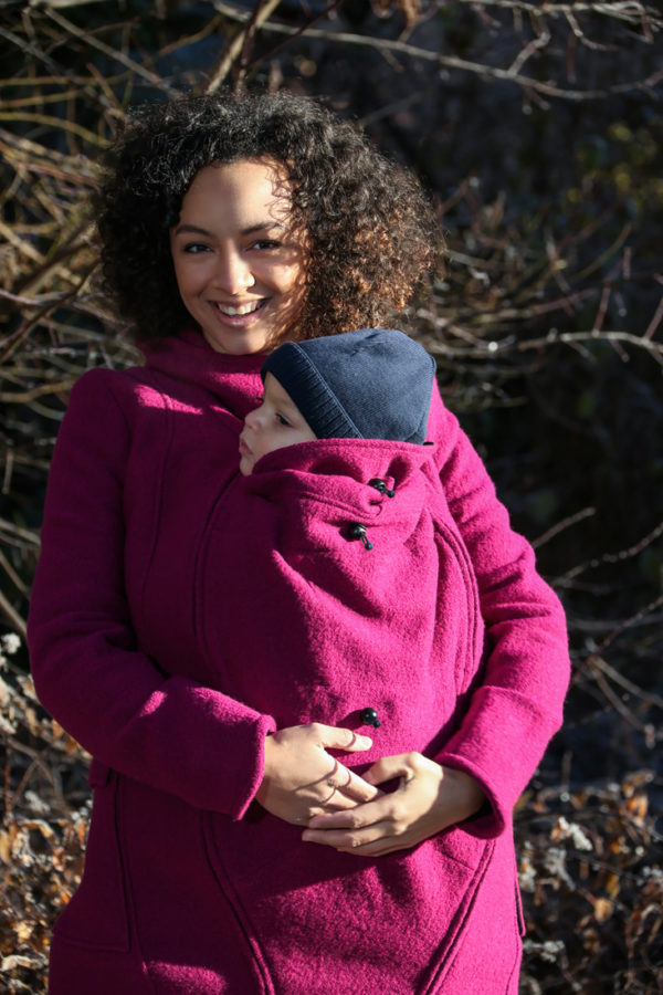 Mamalila – Manteau en laine de portage et grossesse – Framboise