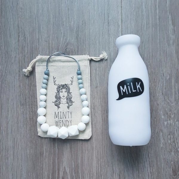 milk collier de portage allaitement dentition silicone alimentaire pour bébé maman mintywendy