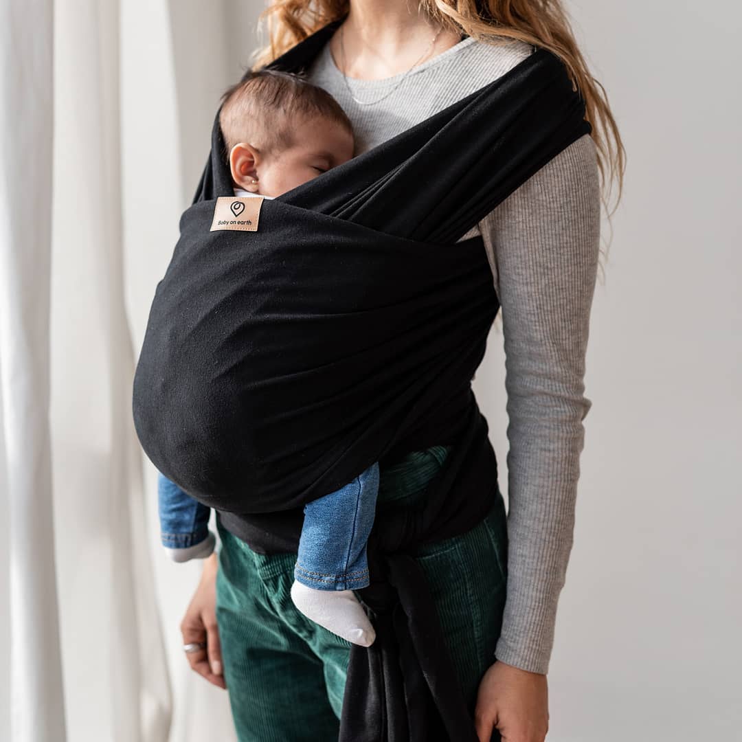 Echarpe de portage stretch- Baby on Earth - Black