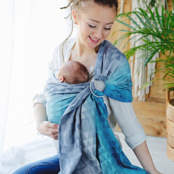 little frog sling navy illusion écharpe de portage bébé sans noeud facile rapide