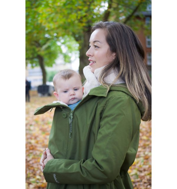 Manteau de portage 3 en 1 imperméable veste doudoune Wallaby - Wombat & Co - Vert - veste grossesse maternité femme enceinte et porte-bébé