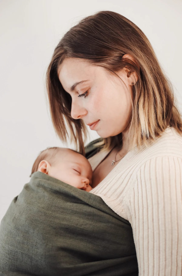 Bud & Blossom - Sling - olive écharpe de portage sans nouage rapide dès la naissance physiologique porte-bébé nouveau-né