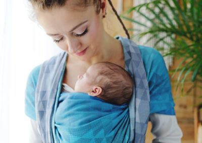 little frog écharpe de portage navy illusion pour bébé nouveau-né coton oekotex