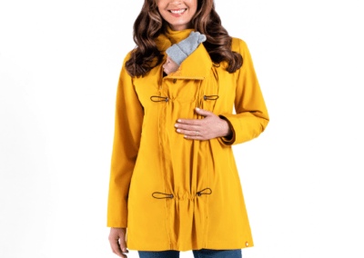 wombat co numbat go jaune moutarde veste de portage grossesse ventral dorsal légère printemps automne déperlante compacte