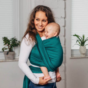 Lennylamb - emerald herringbone écharpe de portage tissée dès la naissance soutenante porter bébé confortable pratique pas cher meilleur rapport qualité-prix