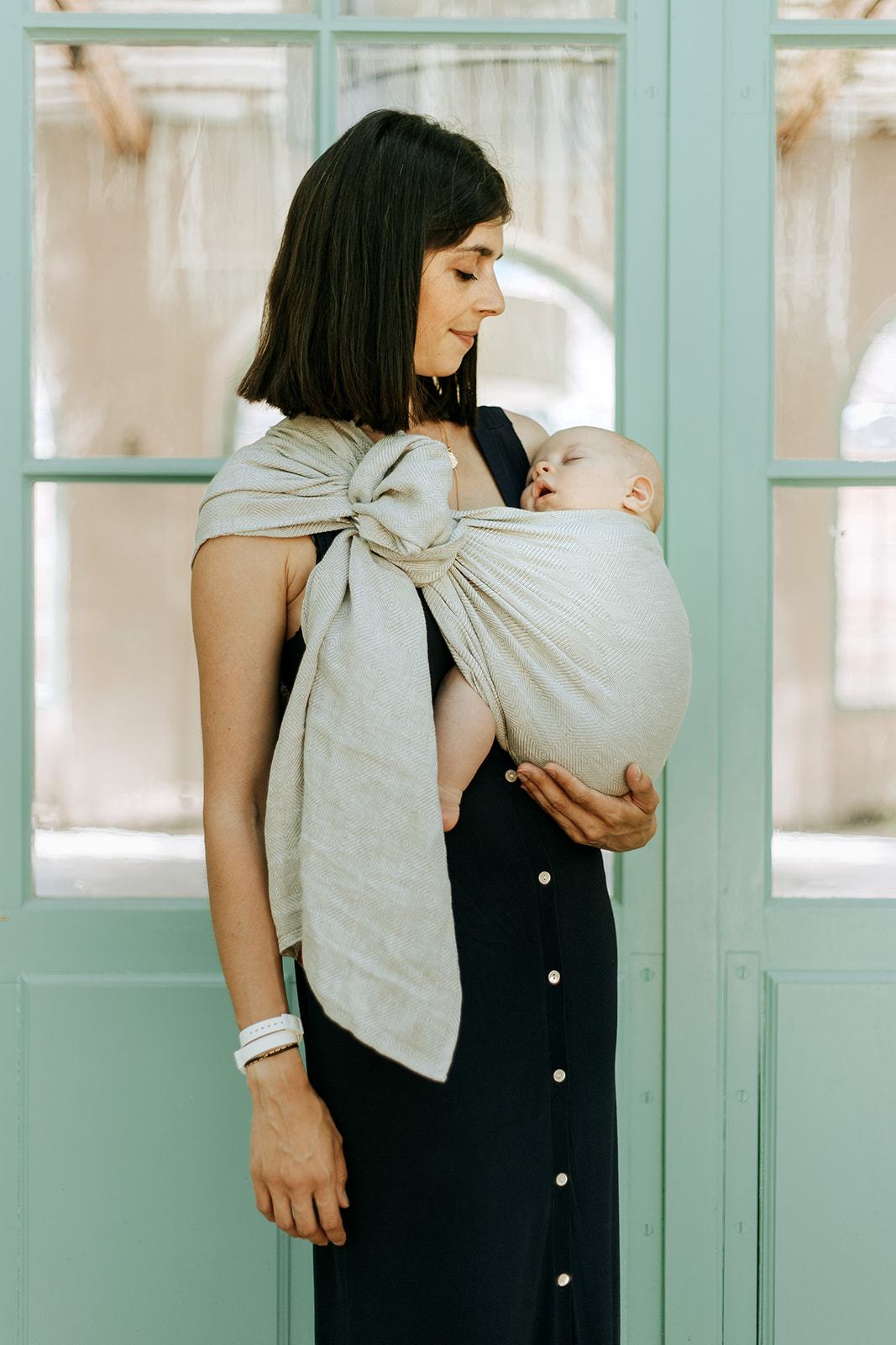 Bud & Blossom slings oat écharpe de portage sans noeud ringsling sans noeud anneaux facile rapdie sling bud and blossom écharpe de portage sans noeud porte-bébé facile rapide dès la naissance nouveau-né fabriqué en france anneaux ringsling