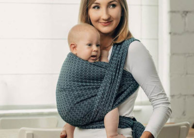 Lennylamb - little love ocean blue écharpe de portage tissée dès la naissance soutenante porter bébé confortable pratique pas cher papa maman oekotex