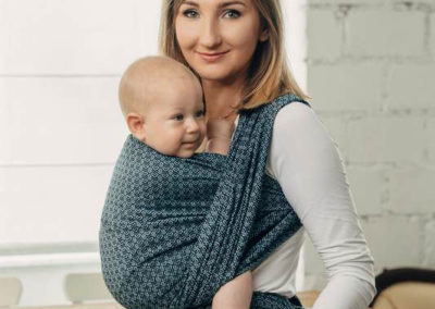 Lennylamb - little love ocean blue écharpe de portage tissée dès la naissance soutenante porter bébé confortable pratique pas cher papa maman oekotex