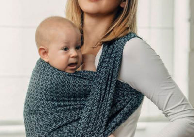 Lennylamb - little love ocean blue écharpe de portage tissée dès la naissance soutenante porter bébé confortable pratique pas cher papa maman oekotex