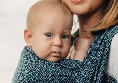 Lennylamb - little love ocean blue écharpe de portage tissée dès la naissance soutenante porter bébé confortable pratique pas cher papa maman oekotex