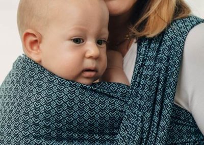 Lennylamb - little love ocean blue écharpe de portage tissée dès la naissance soutenante porter bébé confortable pratique pas cher papa maman oekotex