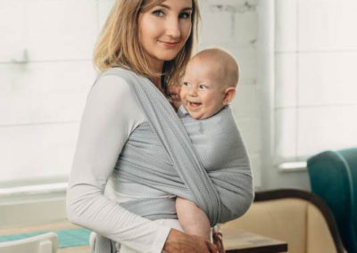 lennylamb écharpe de portage little Herringbone Grey tissée dès la naissance pratique porter bébé
