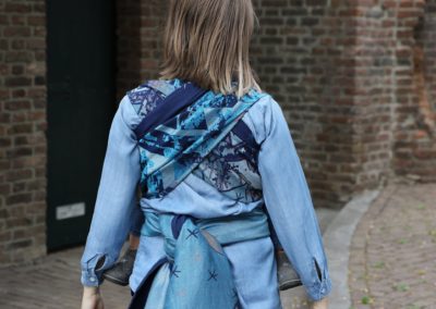 Yaro slings écharpe de portage tissée Everest Trio Silver Blue Tencel soutenante épaisse toddler confortable bambin
