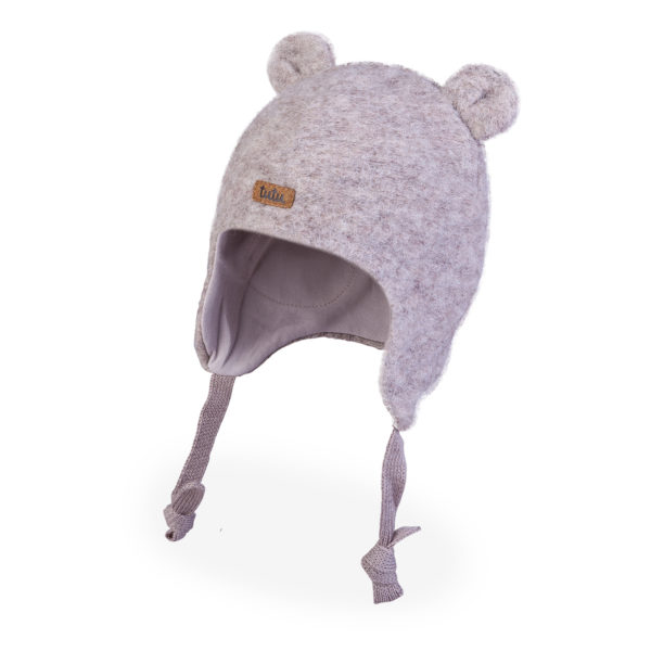 bonnet en laine pour bébé enfant hiver chaud coupe vent oreilles ourson beige