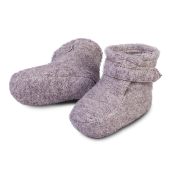 chaussons souples pour bébé en laine scratch à la cheville bien chaud beige