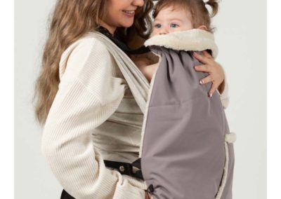 couverture de portage hiver isara taupe protection porte-bébé écharpe de portage softshell impermeable polaire chaude