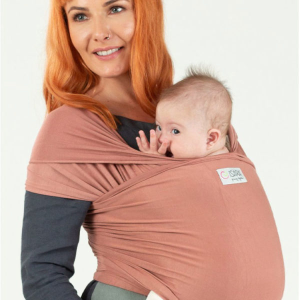 écharpe de portage isara bambou rusty rose extensible élastique pratique facile pratique idéale débutant dès la naissance porter bébé nouveau-né