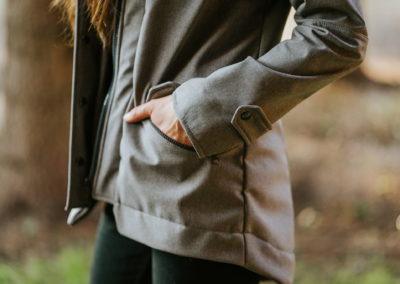 veste de portage softshell ventre dos kavka automne hiver printemps imperméable coupe-vent capuche confortable gris chiné grey