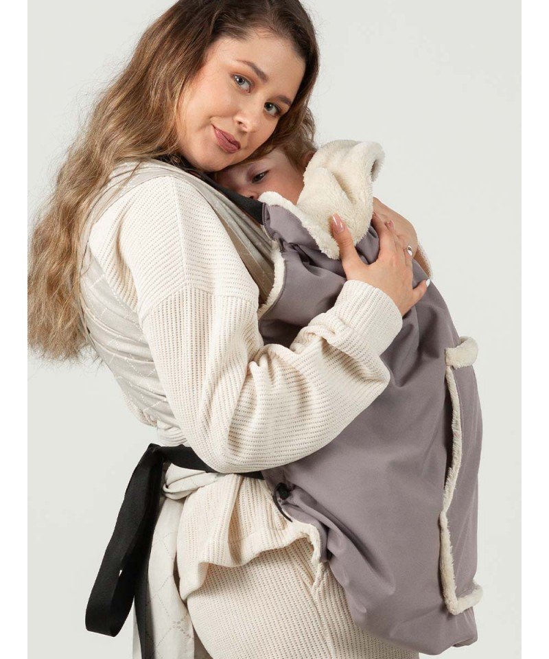couverture de portage hiver isara taupe protection porte-bébé écharpe de portage softshell impermeable polaire chaude