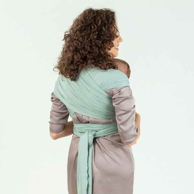 écharpe de portage isara bambou frosty green extensible élastique pratique facile pratique idéale débutant dès la naissance porter bébé nouveau-né