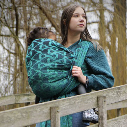 écharpe de portage yaro tissée polyvalente agréable confortable la fleur duo black green blue mata coton
