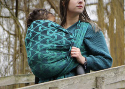 écharpe de portage yaro tissée polyvalente agréable confortable la fleur duo black green blue mata coton