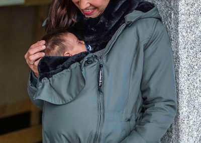 manteau wombat wallaby portage grossesse maternité portage dos ventre extension porter bébé hiver froid coupe-vent capuche