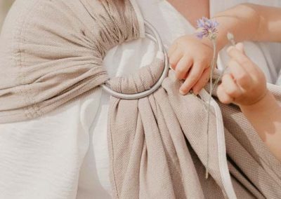 sling néobulle beige sable écharpe de portage sans noeud ringsling 100% coton bio gots dès la naissance