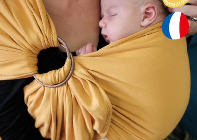 sling néobulle my sling ambre jaune moutarde jersey écharpe de portage sans noeud ringsling 100% coton bio gots dès la naissance