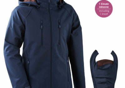 veste manteau de portage homme papa mamalila softshell bleu ventral dorsal polyvalent porte-bébé écharpe en hiver automne imperméable capuche