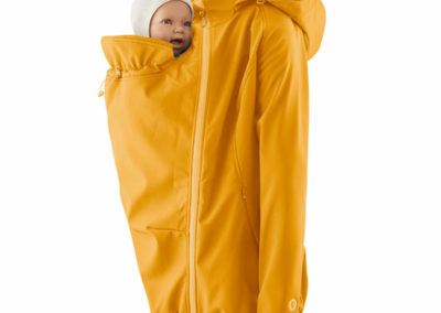 mamalila softshell veste de portage mustard jaune moutarde portage écharpe porte-bébé grossesse maternité imperméable hiver automne pratique