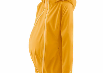 mamalila softshell veste de portage mustard jaune moutarde portage écharpe porte-bébé grossesse maternité imperméable hiver automne pratique