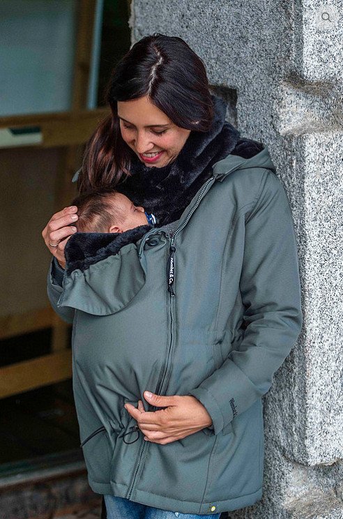 manteau wombat wallaby portage grossesse maternité portage dos ventre extension porter bébé hiver froid coupe-vent capuche