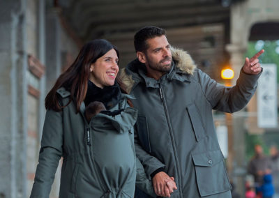 manteau wombat wallaby gris portage grossesse maternité portage dos ventre extension porter bébé hiver froid coupe-vent capuche