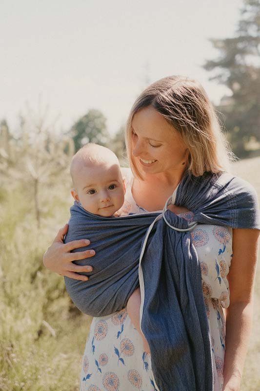 sling néobulle vert eucalyptus écharpe de portage sans noeud ringsling 100% coton bio gots dès la naissance