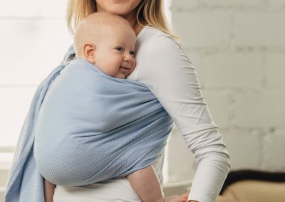 sling écharpe de portage sans noeud lennylamb nouveau né débutant bleue