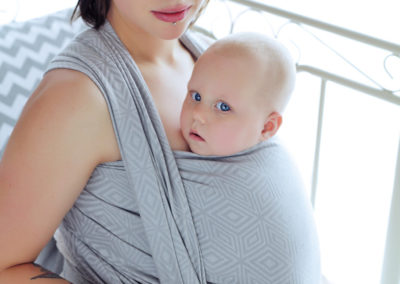écharpe de portage little frog grey cube tissée porter bébé nouveau-né