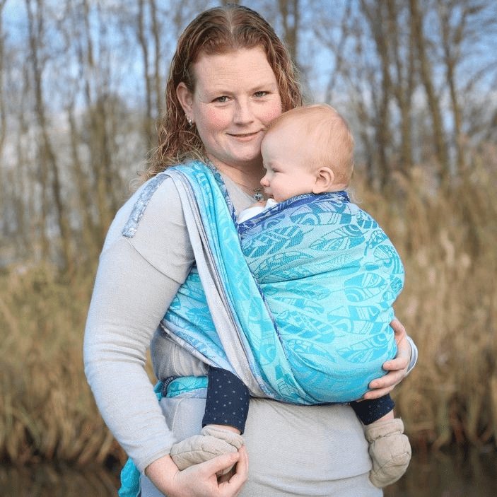 echarpe de portage tissée yaro four winds aqua hemp chanvre