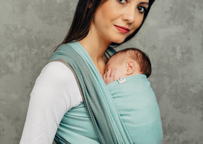lennylamb little herringbone mint écharpe de portage tissée coton débutant facile pratique porter bébé nouveau-né