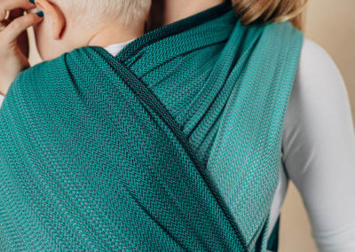 écharpe de portage tissée lennylamb herringbone ombre green porte-bébé dès la naissance facile nouveau-né dégradé débutant pratique