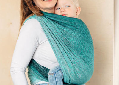 écharpe de portage tissée lennylamb herringbone ombre green porte-bébé dès la naissance facile nouveau-né dégradé débutant pratique